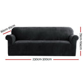 Artiss Velvet Sofa Cover Plush Couch Cover Lounge Slipcover 4 Seater Black.